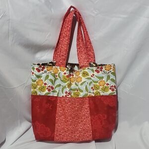 Chic Red Floral Tote Bag